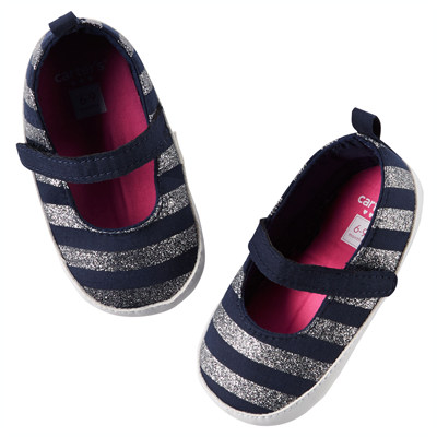 [51249A39] Carter&#039;sSparkle Stripe Crib Shoes